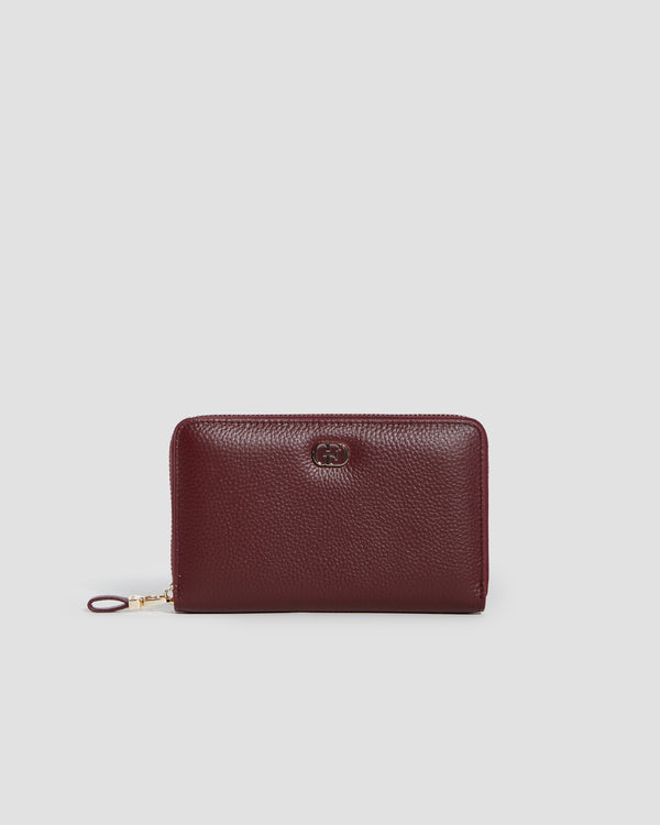 gianfranco ferre Luxe Zipped Leather Wallet Maroon
