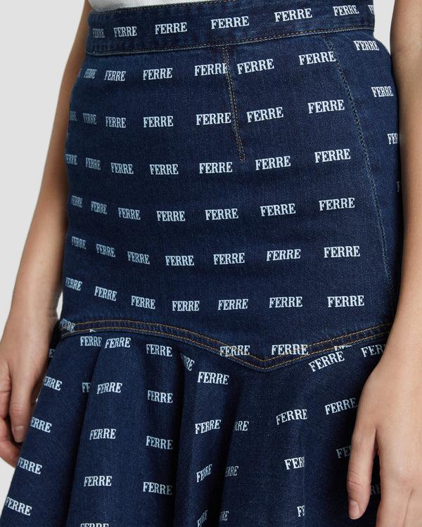 Gianfranco Ferre Mermaid Hem Denim Skirt Navy