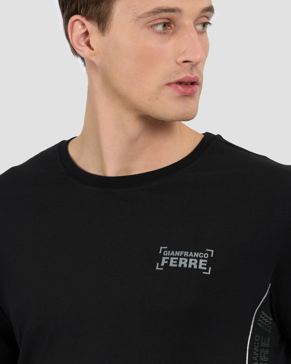 Gianfranco Ferre Mesh Brand Accented T-Shirt Black