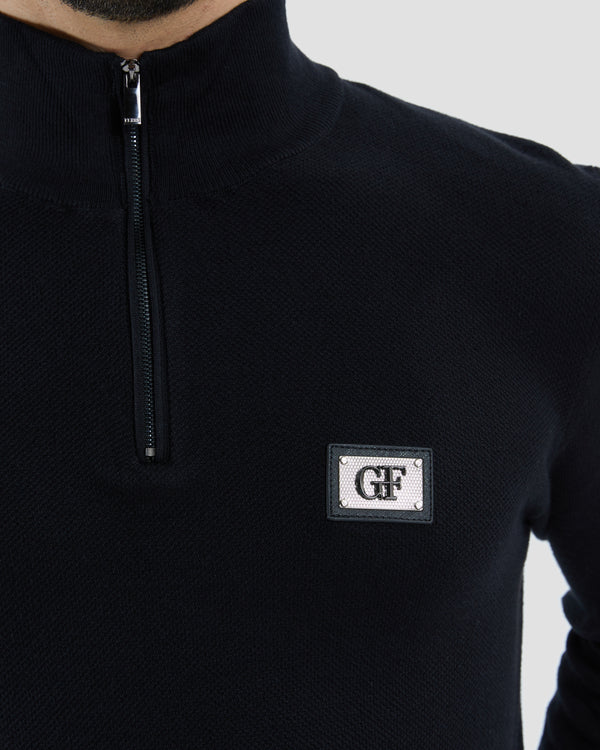 Gianfranco Ferre Metal Logo Patched Sweater Black