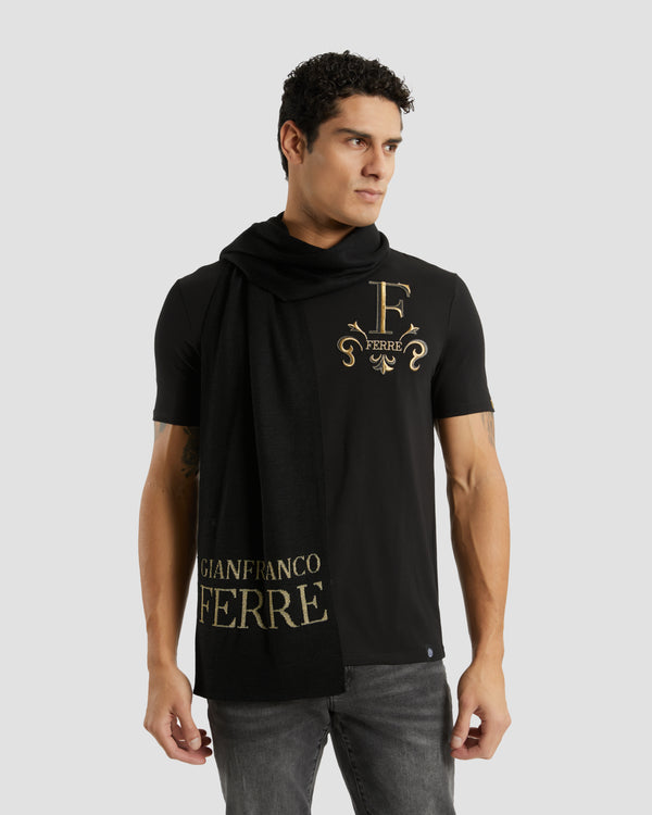 Gianfranco Ferre Metallic Branded Scarf Black