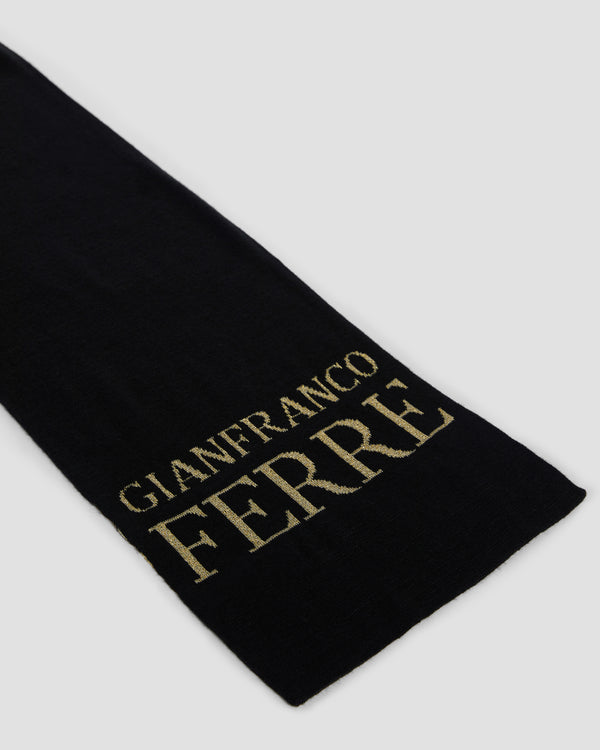 Gianfranco Ferre Metallic Branded Scarf Black