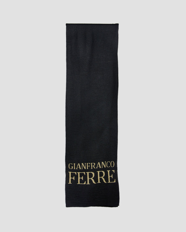 gianfranco ferre Metallic Branded Scarf Black