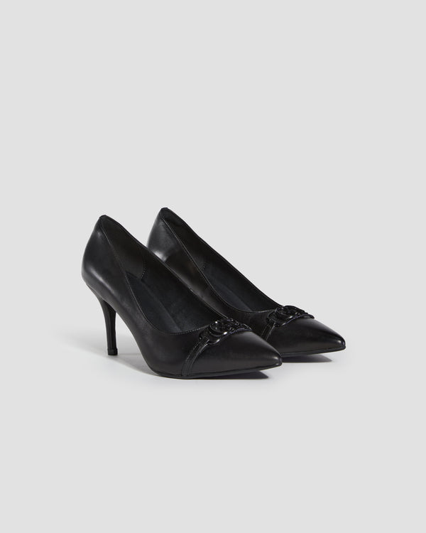 Gianfranco Ferre Metallic GF Logo Stilettos Black