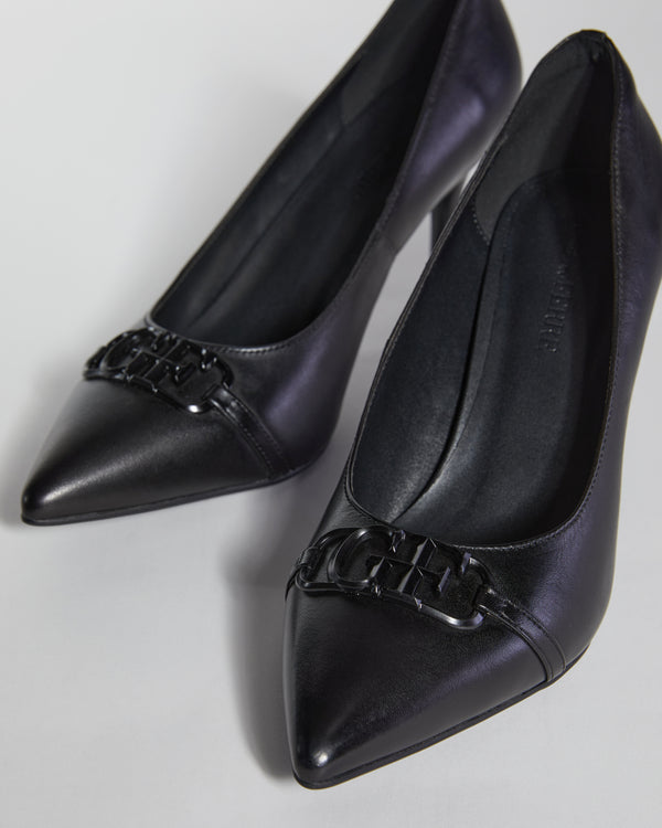 Gianfranco Ferre Metallic GF Logo Stilettos Black