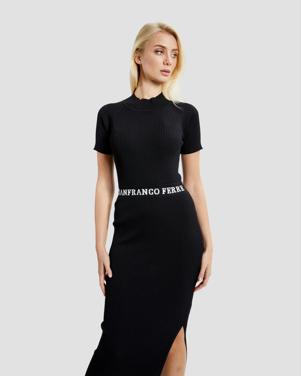 Gianfranco Ferre Midi Knitted Dress Black