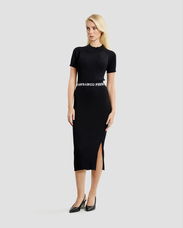 gianfranco ferre Midi Knitted Dress Black