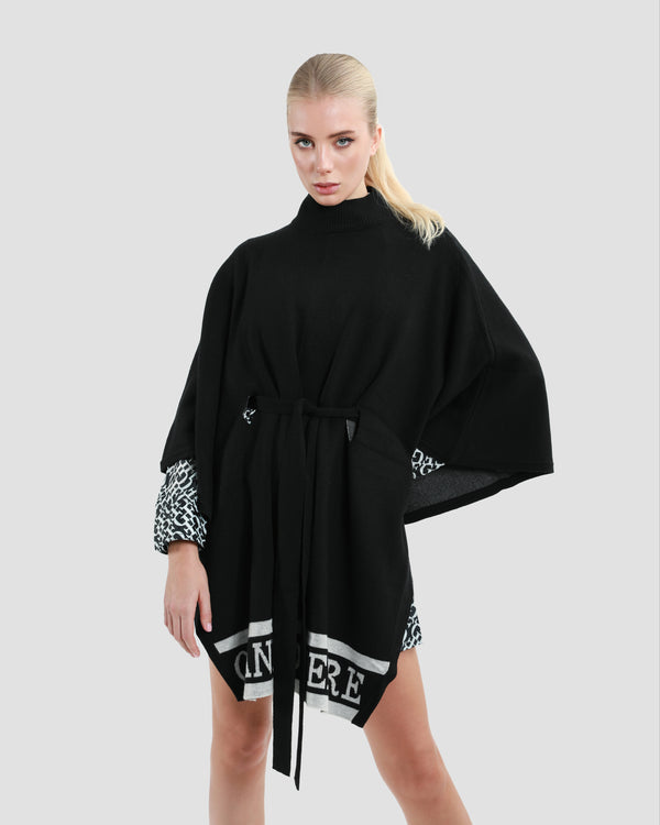 Gianfranco Ferre Monochrome Branding Poncho Black