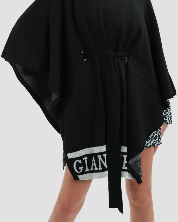 Gianfranco Ferre Monochrome Branding Poncho Black