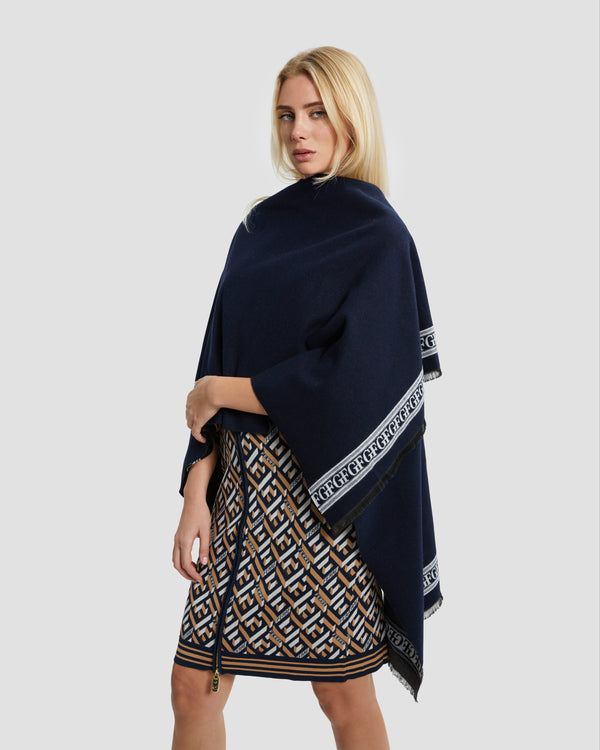 Gianfranco Ferre Monochrome Poncho Navy