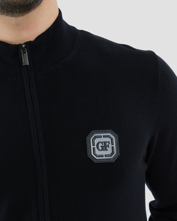 Gianfranco Ferre Monochrome Zip Up Sweater Black