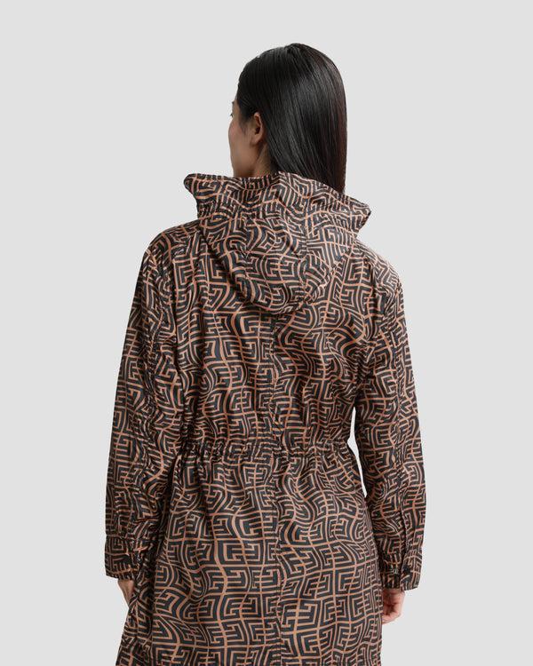 Gianfranco Ferre Monogram Hooded Raincoat Brown