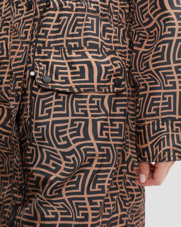 Gianfranco Ferre Monogram Hooded Raincoat Brown