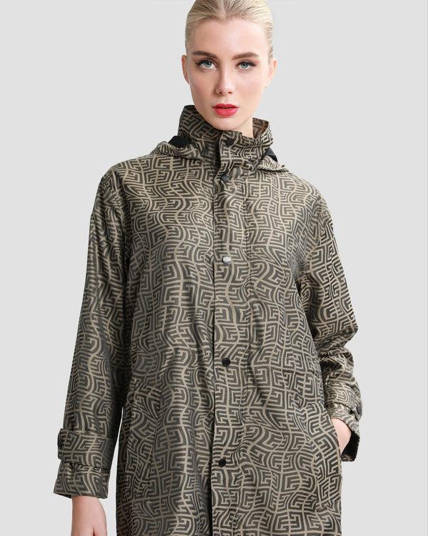 Gianfranco Ferre Monogram Hooded Raincoat Brown
