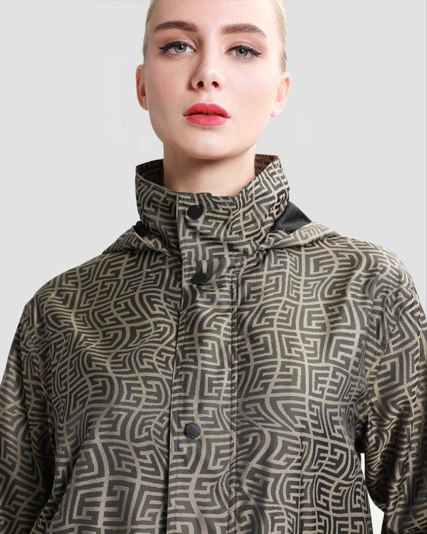 Gianfranco Ferre Monogram Hooded Raincoat Brown