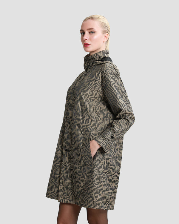 gianfranco ferre Monogram Hooded Raincoat Brown