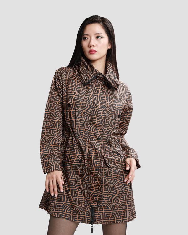 gianfranco ferre Monogram Hooded Raincoat Brown