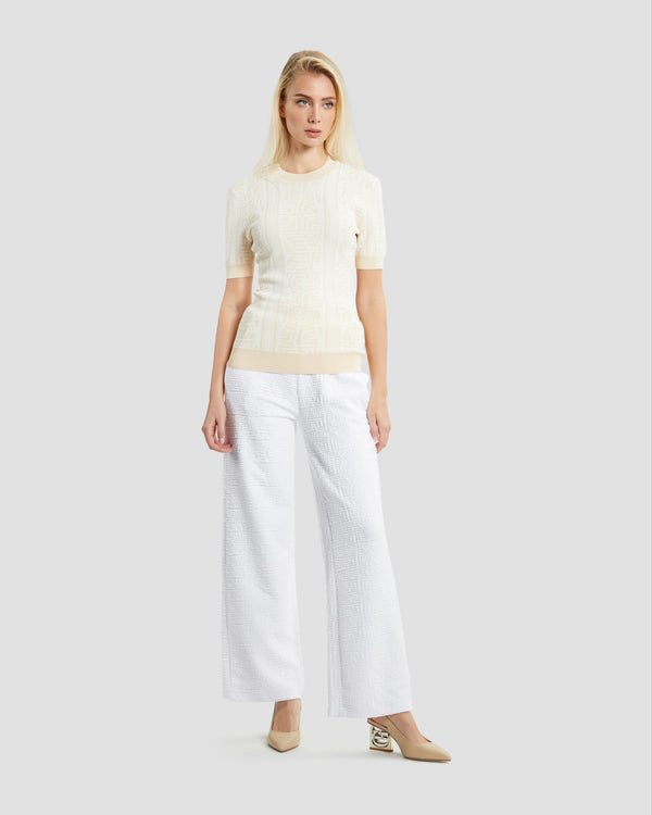 Gianfranco Ferre Monogram Knit Top Beige