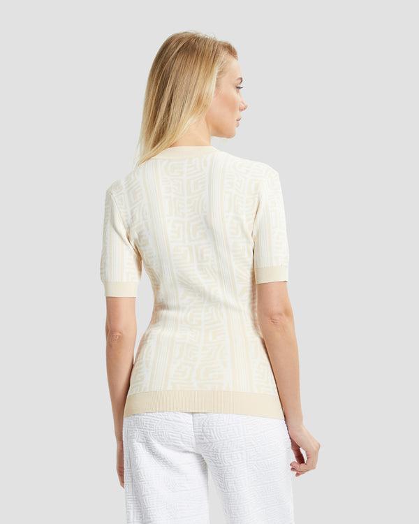 Gianfranco Ferre Monogram Knit Top Beige
