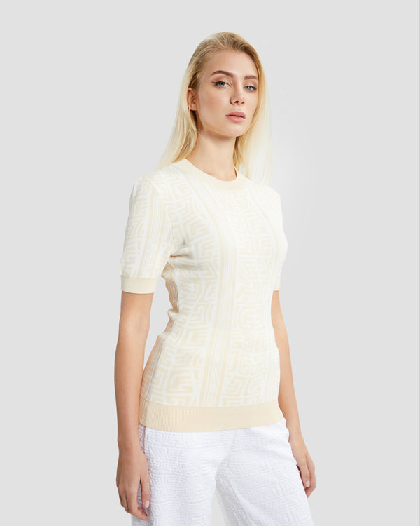 gianfranco ferre Monogram Knit Top Beige