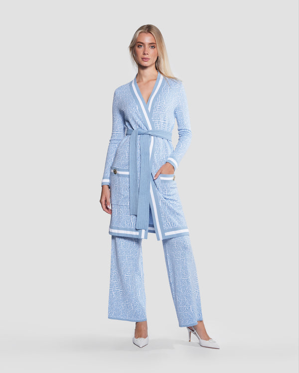 Gianfranco Ferre Monogram Wide Leg Trousers Blue