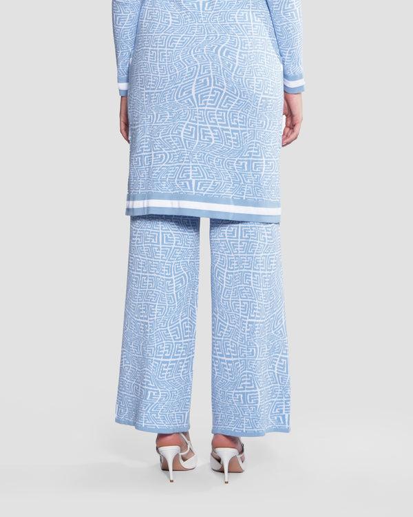 Gianfranco Ferre Monogram Wide Leg Trousers Blue