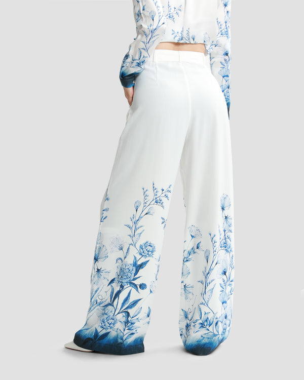 Gianfranco Ferre Palazzo Floral Trousers Blue