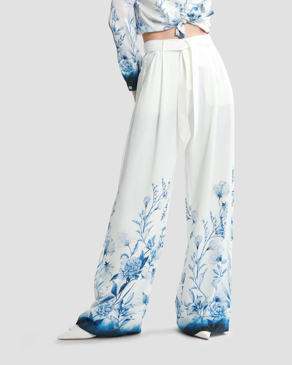 gianfranco ferre Palazzo Floral Trousers Blue