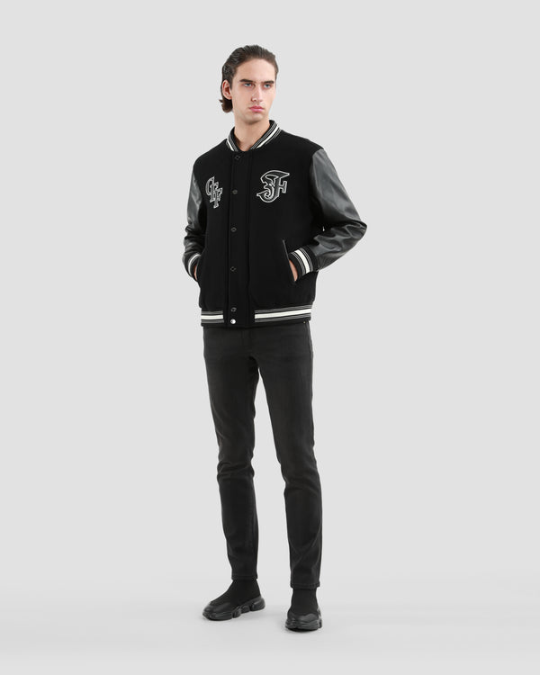 Gianfranco Ferre Patched Varsity Jacket Black