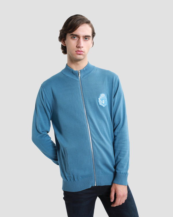 gianfranco ferre Patched Zip Up Cardigan Blue