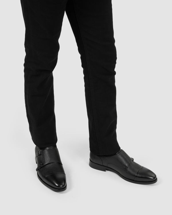 Gianfranco Ferre Pebbled Finish Monk Shoes Black