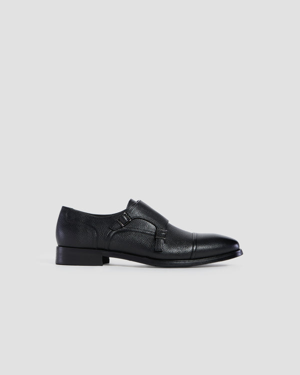 gianfranco ferre Pebbled Finish Monk Shoes Black
