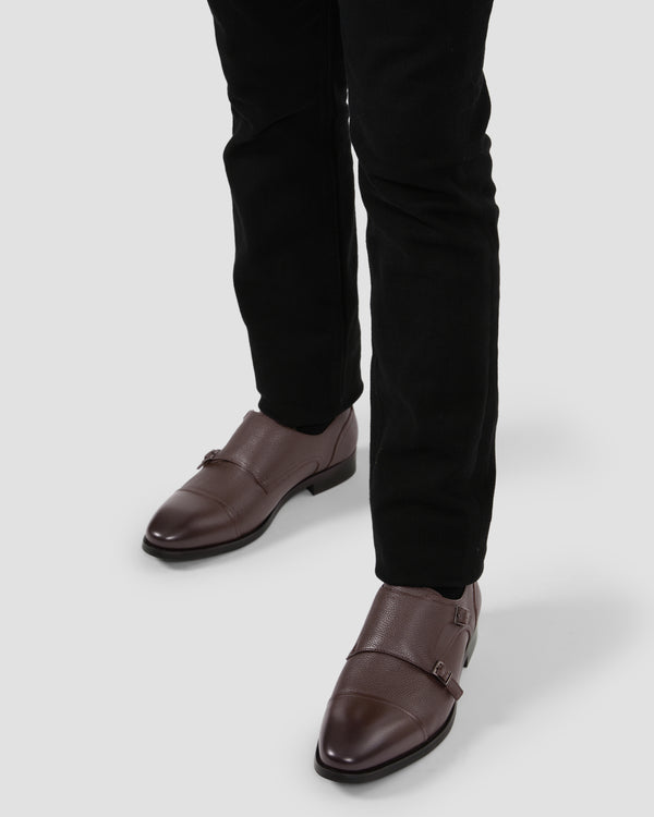 Gianfranco Ferre Pebbled Finish Monk Shoes Brown