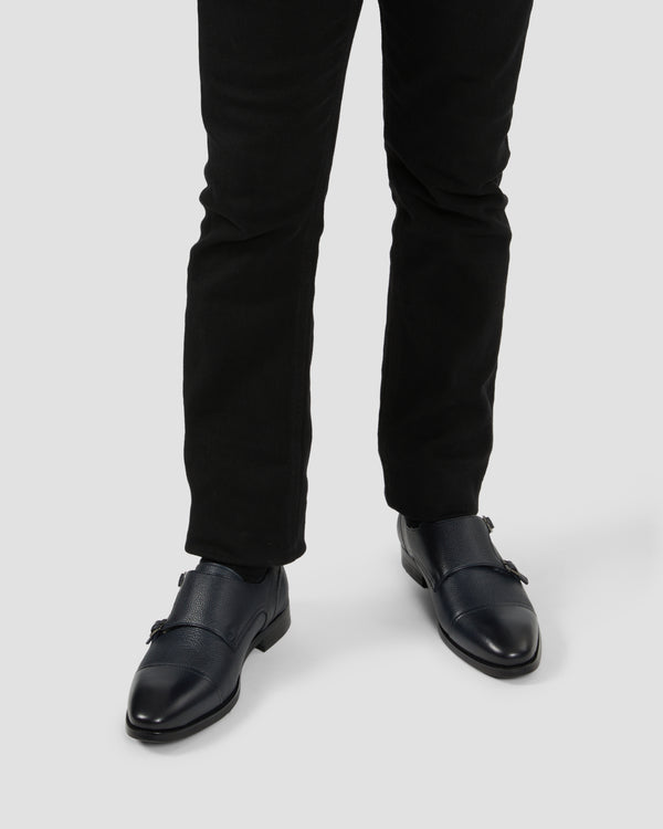 Gianfranco Ferre Pebbled Finish Monk Shoes Navy