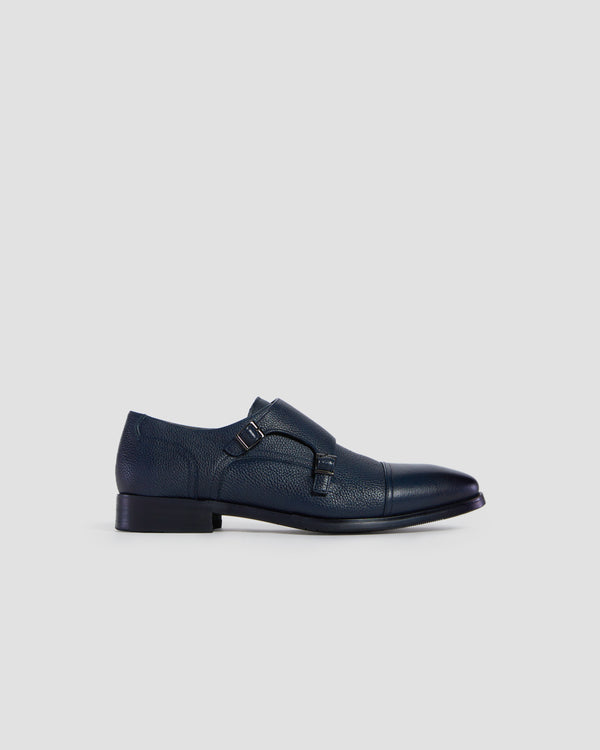 gianfranco ferre Pebbled Finish Monk Shoes Navy