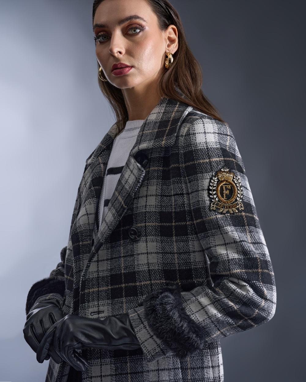 Gianfranco Ferre Plaid Imperial Patched Coat Black