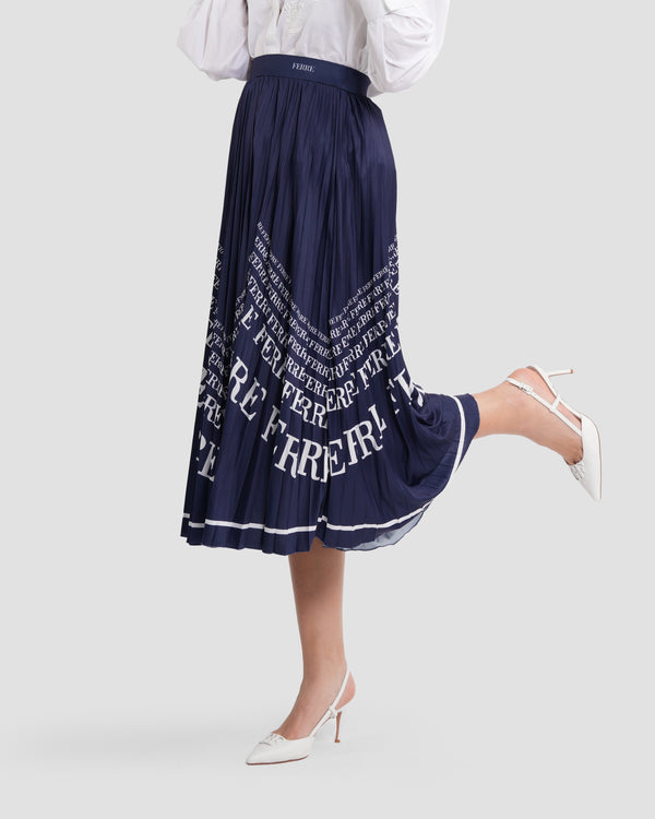 Gianfranco Ferre Pleated Midi Skirt Navy