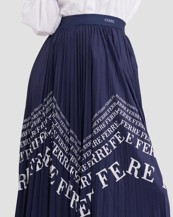 Gianfranco Ferre Pleated Midi Skirt Navy