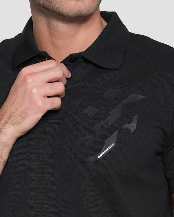 Gianfranco Ferre Printed Logo Polo Shirt Black