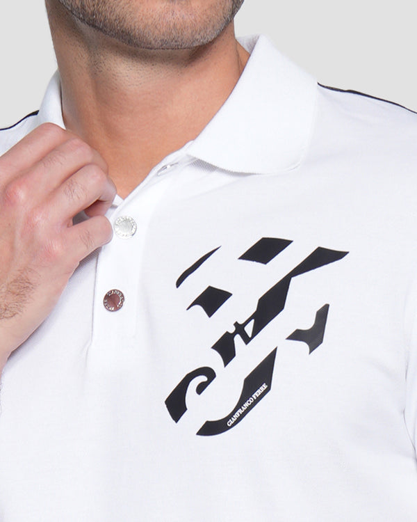 Gianfranco Ferre Printed Logo Polo Shirt White