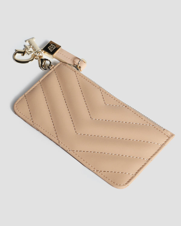 Gianfranco Ferre Quilted Half Zip Wallet Beige