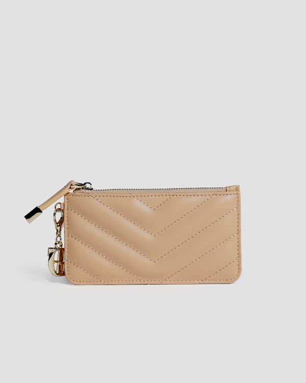gianfranco ferre Quilted Half Zip Wallet Beige