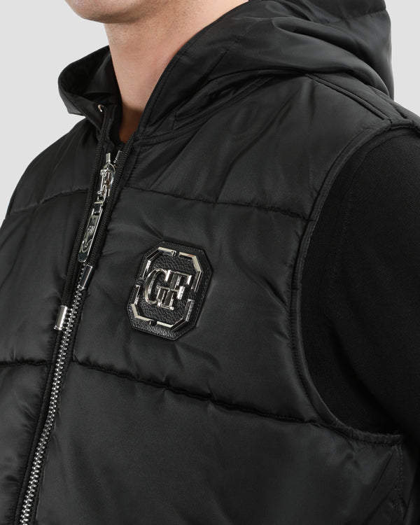 Gianfranco Ferre Quilted Hooded Vest Black