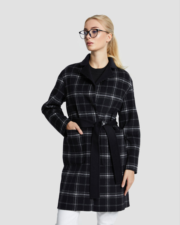 Gianfranco Ferre Reversible Plaid Coat Black