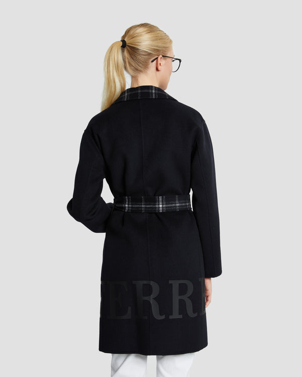 Gianfranco Ferre Reversible Plaid Coat Black
