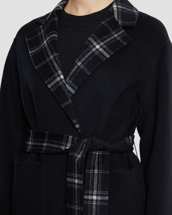 Gianfranco Ferre Reversible Plaid Coat Black