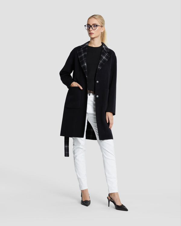 gianfranco ferre Reversible Plaid Coat Black