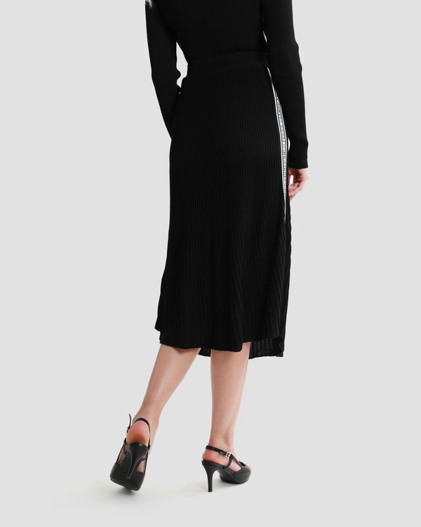 Gianfranco Ferre Ribbed Knit Logo Tape Skirt Black