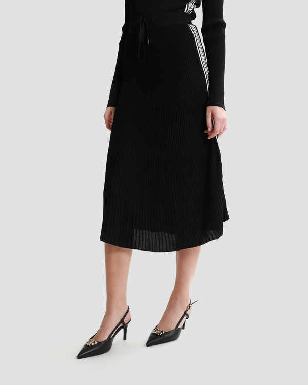 gianfranco ferre Ribbed Knit Logo Tape Skirt Black