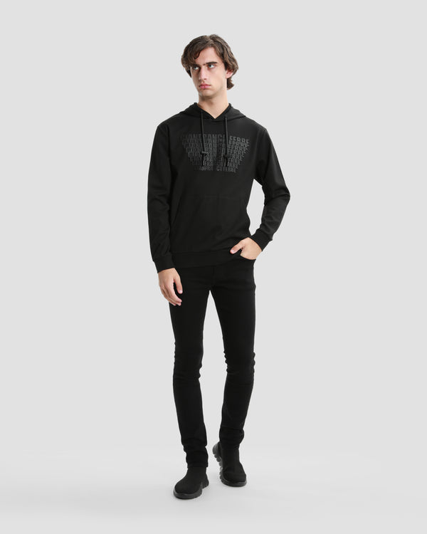 Gianfranco Ferre Rubber Brand Patched Hoodie Black